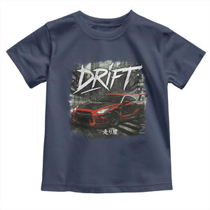 Vintage Japanese Drift Race Car Toddler T Shirt Retro Vintage JDM Tokyo Japan Drifting TS10 Navy Print Your Wear