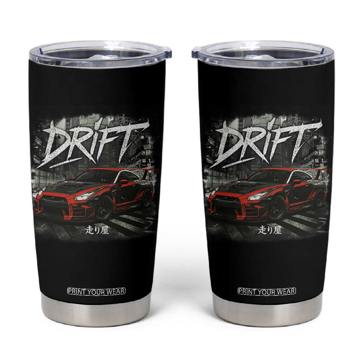 Vintage Japanese Drift Race Car Tumbler Cup Retro Vintage JDM Tokyo Japan Drifting TS10 Black Print Your Wear