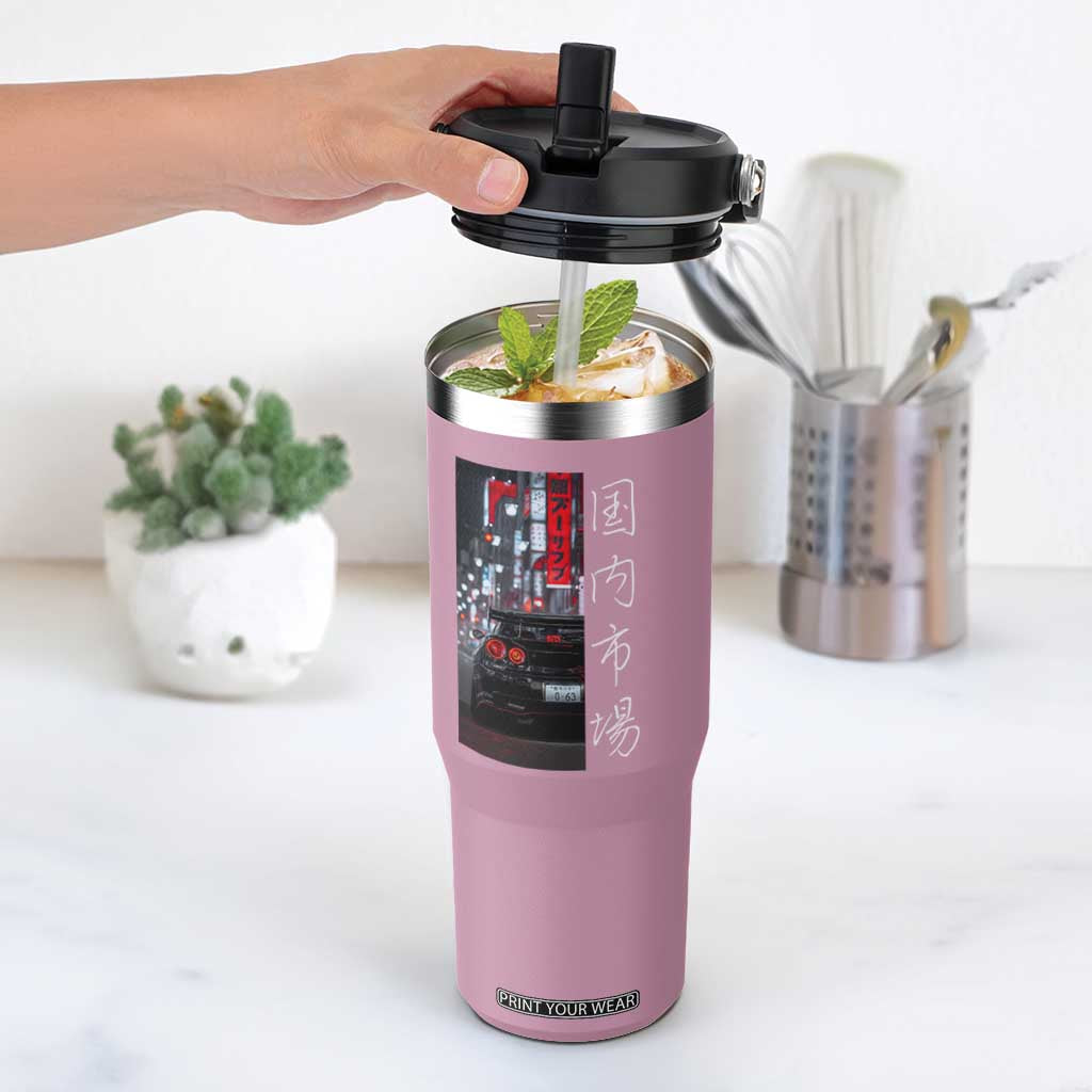 Distress JDM Drift Car Flip Straw Tumbler Distress Japanese Automotive Tuning Car TS10 One Size: 30 oz Light Pink Print Your Wear