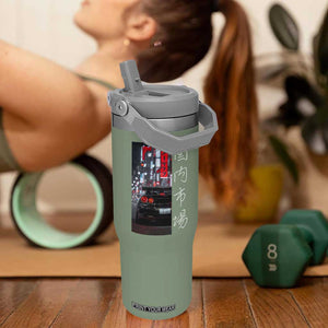 Distress JDM Drift Car Flip Straw Tumbler Distress Japanese Automotive Tuning Car TS10 One Size: 30 oz Moss Green Print Your Wear