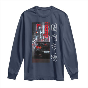 Distress JDM Drift Car Long Sleeve Shirt Distress Japanese Automotive Tuning Car TS10 Navy Print Your Wear