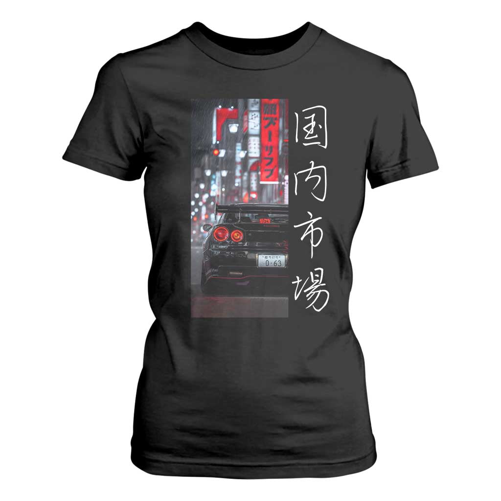 Distress JDM Drift Car T Shirt For Women Distress Japanese Automotive Tuning Car TS10 Black Print Your Wear