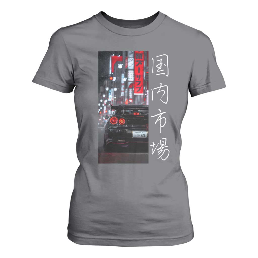 Distress JDM Drift Car T Shirt For Women Distress Japanese Automotive Tuning Car TS10 Charcoal Print Your Wear