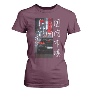 Distress JDM Drift Car T Shirt For Women Distress Japanese Automotive Tuning Car TS10 Maroon Print Your Wear