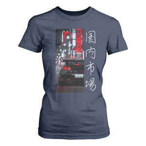 Distress JDM Drift Car T Shirt For Women Distress Japanese Automotive Tuning Car TS10 Navy Print Your Wear