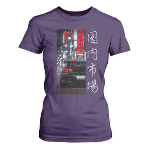 Distress JDM Drift Car T Shirt For Women Distress Japanese Automotive Tuning Car TS10 Purple Print Your Wear