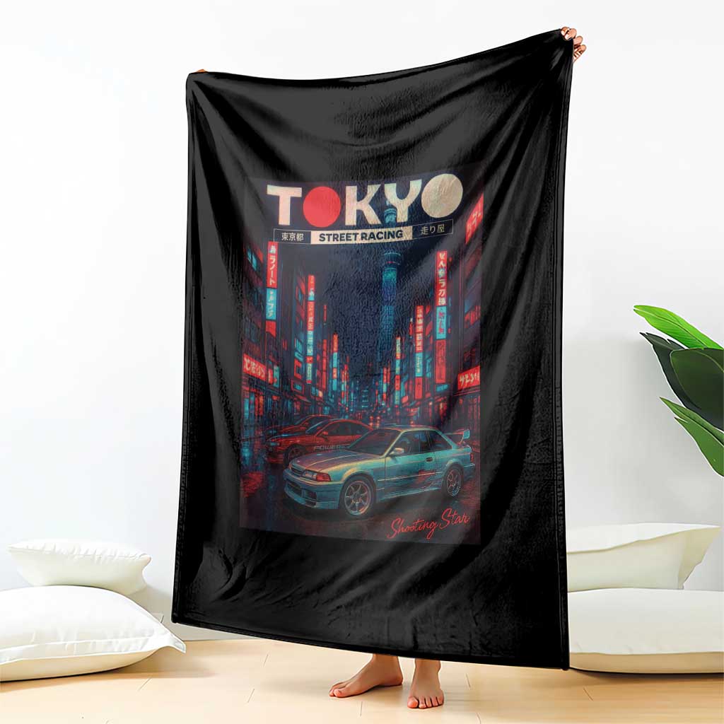 Distress JDM Tokyo Japan Drift Race Car Throw Blanket Retro Vintage Japanese Graphic TS10 Print Your Wear