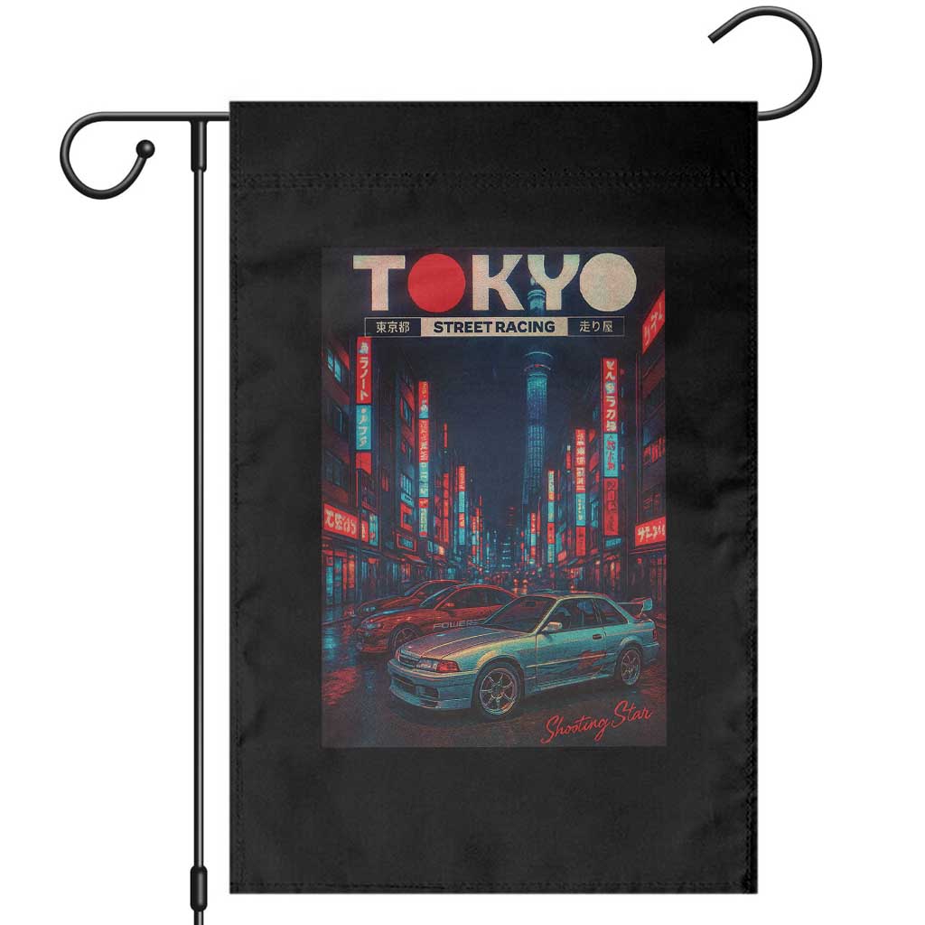 Distress JDM Tokyo Japan Drift Race Car Garden Flag Retro Vintage Japanese Graphic TS10 Black Print Your Wear