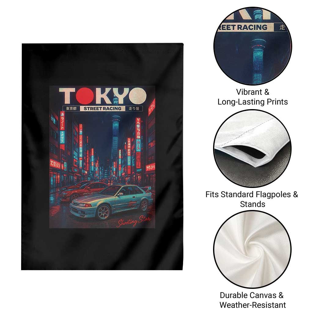 Distress JDM Tokyo Japan Drift Race Car Garden Flag Retro Vintage Japanese Graphic TS10 Print Your Wear