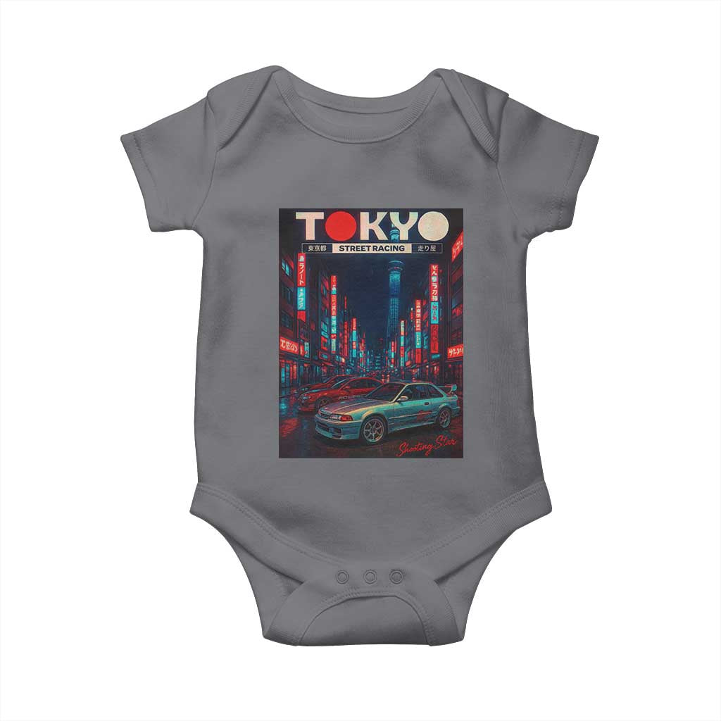 Distress JDM Tokyo Japan Drift Race Car Baby Onesie Retro Vintage Japanese Graphic TS10 Charcoal Print Your Wear