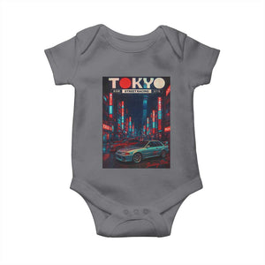 Distress JDM Tokyo Japan Drift Race Car Baby Onesie Retro Vintage Japanese Graphic TS10 Charcoal Print Your Wear