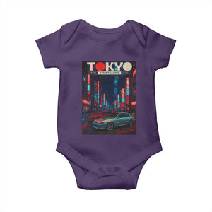 Distress JDM Tokyo Japan Drift Race Car Baby Onesie Retro Vintage Japanese Graphic TS10 Purple Print Your Wear