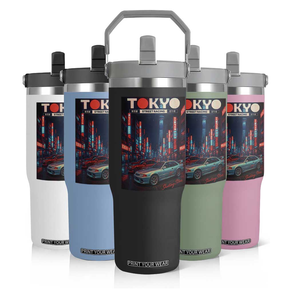Distress JDM Tokyo Japan Drift Race Car Flip Straw Tumbler Retro Vintage Japanese Graphic TS10 Print Your Wear