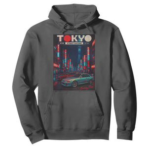 Distress JDM Tokyo Japan Drift Race Car Hoodie Retro Vintage Japanese Graphic TS10 Dark Heather Print Your Wear