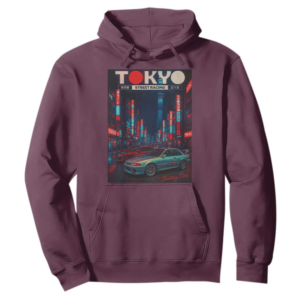 Distress JDM Tokyo Japan Drift Race Car Hoodie Retro Vintage Japanese Graphic TS10 Maroon Print Your Wear