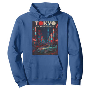 Distress JDM Tokyo Japan Drift Race Car Hoodie Retro Vintage Japanese Graphic TS10 Royal Blue Print Your Wear