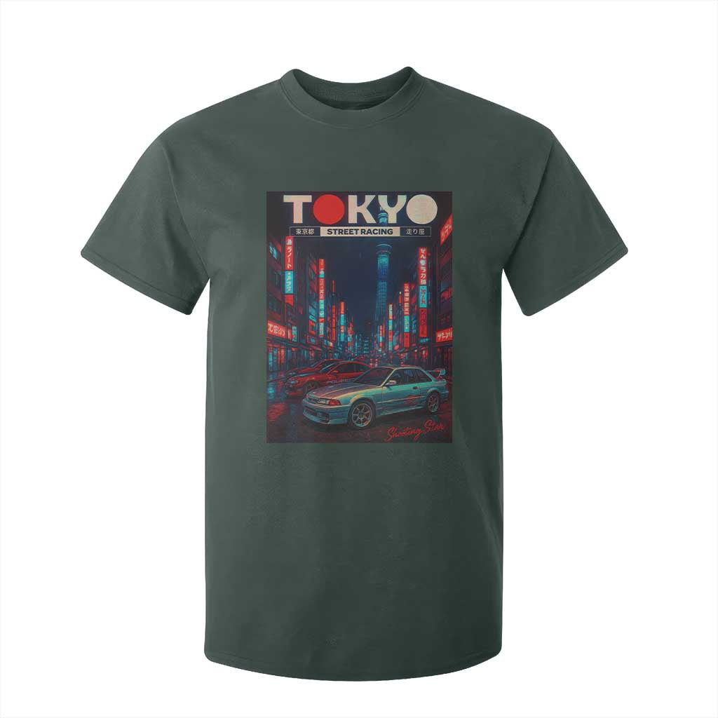 Distress JDM Tokyo Japan Drift Race Car T Shirt For Kid Retro Vintage Japanese Graphic TS10 Dark Forest Green Print Your Wear