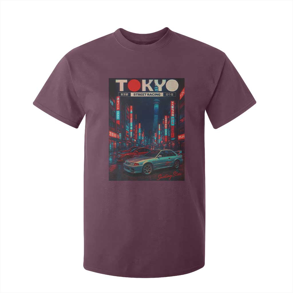 Distress JDM Tokyo Japan Drift Race Car T Shirt For Kid Retro Vintage Japanese Graphic TS10 Maroon Print Your Wear