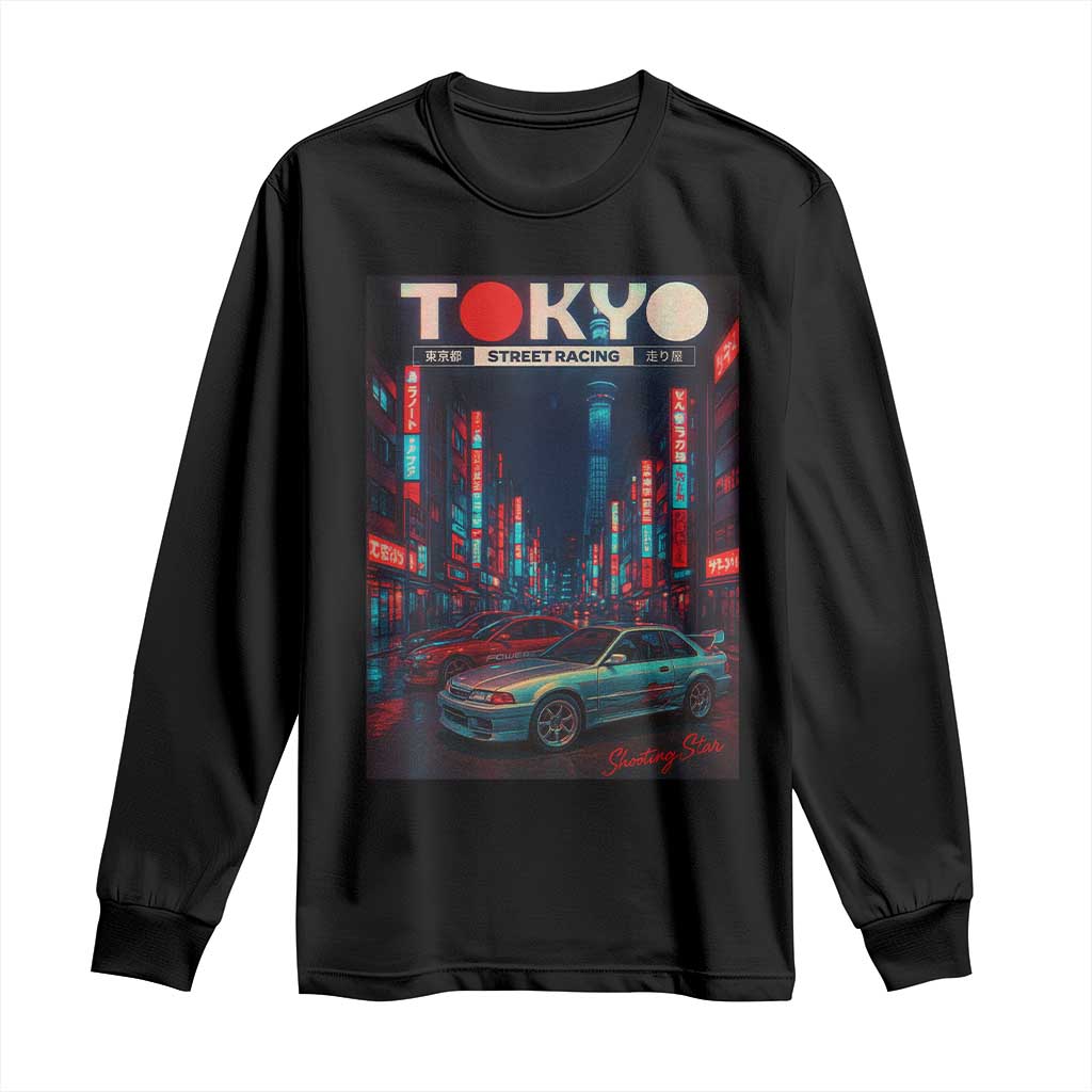 Distress JDM Tokyo Japan Drift Race Car Long Sleeve Shirt Retro Vintage Japanese Graphic TS10 Black Print Your Wear