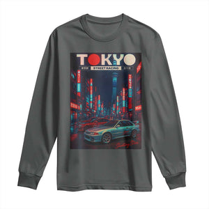 Distress JDM Tokyo Japan Drift Race Car Long Sleeve Shirt Retro Vintage Japanese Graphic TS10 Dark Heather Print Your Wear