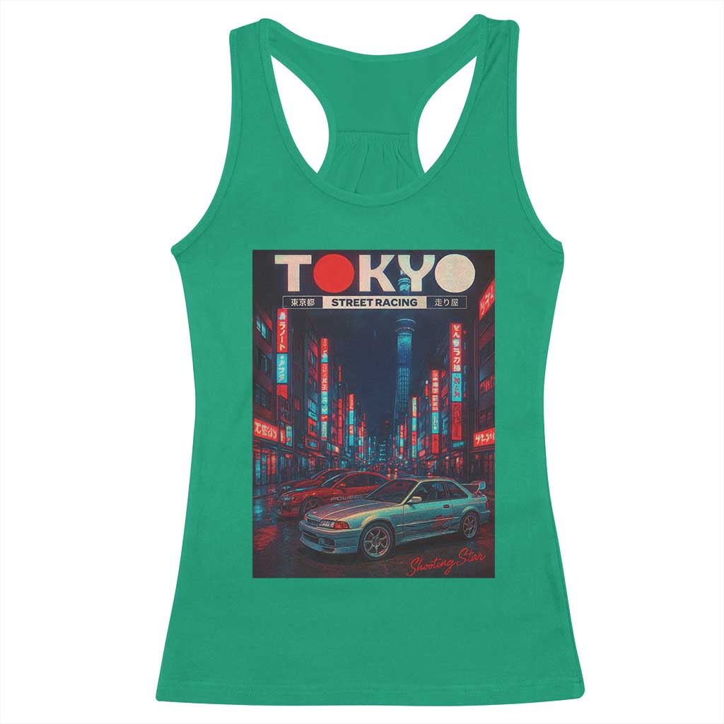 Distress JDM Tokyo Japan Drift Race Car Racerback Tank Top Retro Vintage Japanese Graphic TS10 Irish Green Print Your Wear