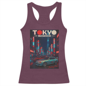 Distress JDM Tokyo Japan Drift Race Car Racerback Tank Top Retro Vintage Japanese Graphic TS10 Maroon Print Your Wear