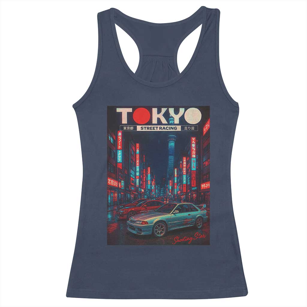 Distress JDM Tokyo Japan Drift Race Car Racerback Tank Top Retro Vintage Japanese Graphic TS10 Navy Print Your Wear