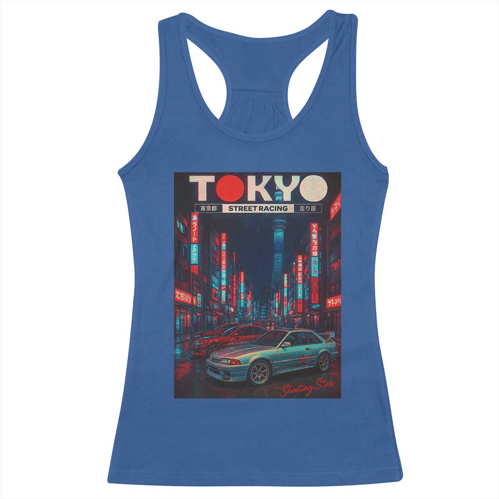 Distress JDM Tokyo Japan Drift Race Car Racerback Tank Top Retro Vintage Japanese Graphic TS10 Royal Blue Print Your Wear
