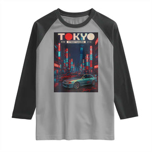 Distress JDM Tokyo Japan Drift Race Car Raglan Shirt Retro Vintage Japanese Graphic TS10 Sport Gray Black Print Your Wear