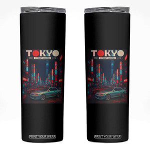 Distress JDM Tokyo Japan Drift Race Car Skinny Tumbler Retro Vintage Japanese Graphic TS10 Black Print Your Wear