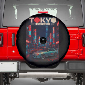 Distress JDM Tokyo Japan Drift Race Car Spare Tire Cover Retro Vintage Japanese Graphic TS10 Black Print Your Wear