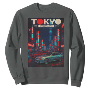 Distress JDM Tokyo Japan Drift Race Car Sweatshirt Retro Vintage Japanese Graphic TS10 Dark Heather Print Your Wear