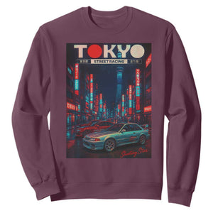 Distress JDM Tokyo Japan Drift Race Car Sweatshirt Retro Vintage Japanese Graphic TS10 Maroon Print Your Wear