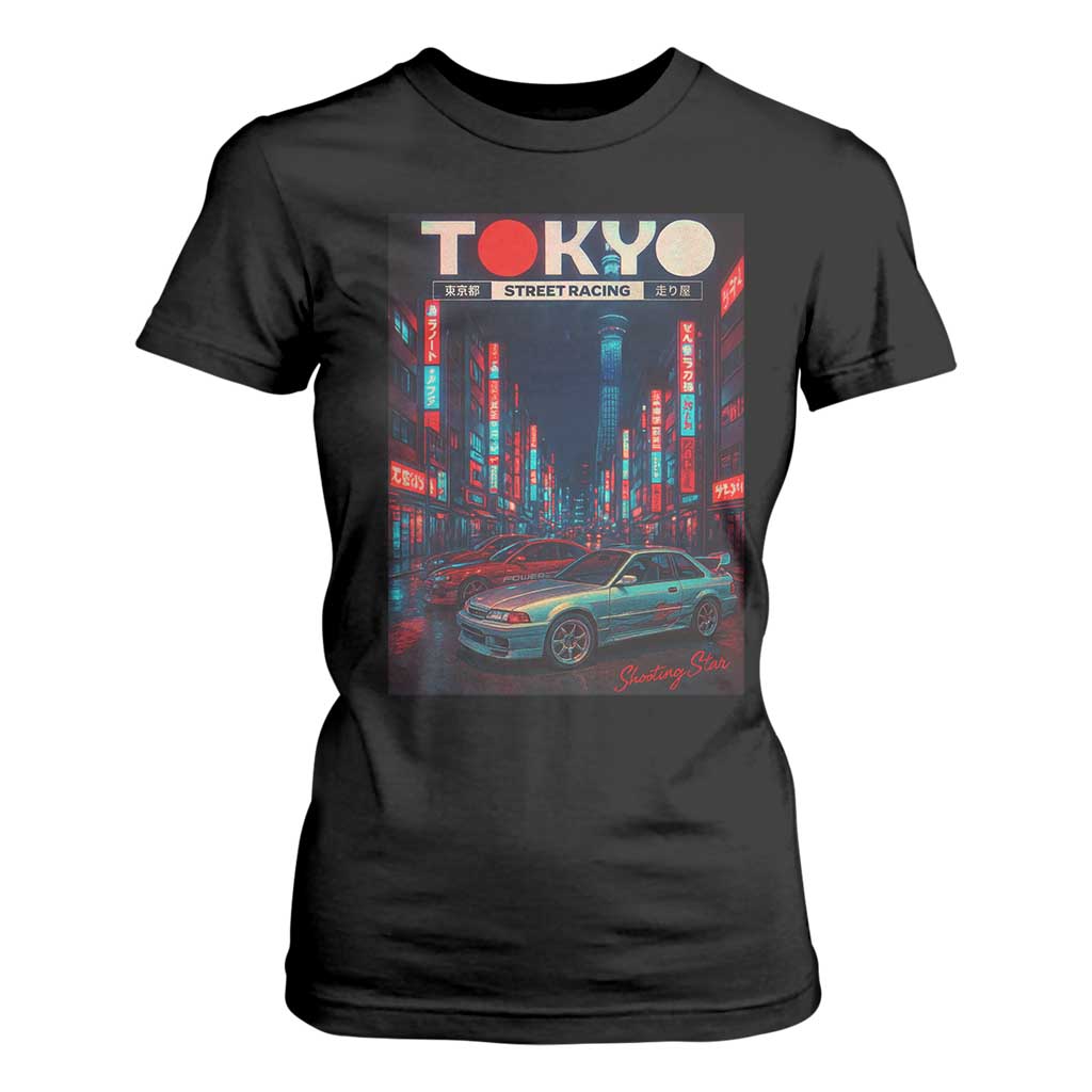 Distress JDM Tokyo Japan Drift Race Car T Shirt For Women Retro Vintage Japanese Graphic TS10 Black Print Your Wear