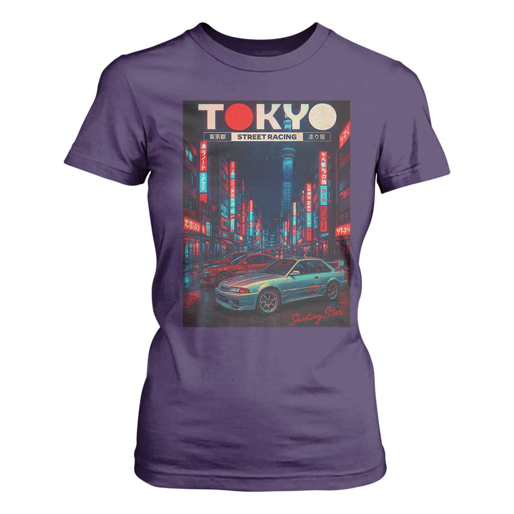 Distress JDM Tokyo Japan Drift Race Car T Shirt For Women Retro Vintage Japanese Graphic TS10 Purple Print Your Wear