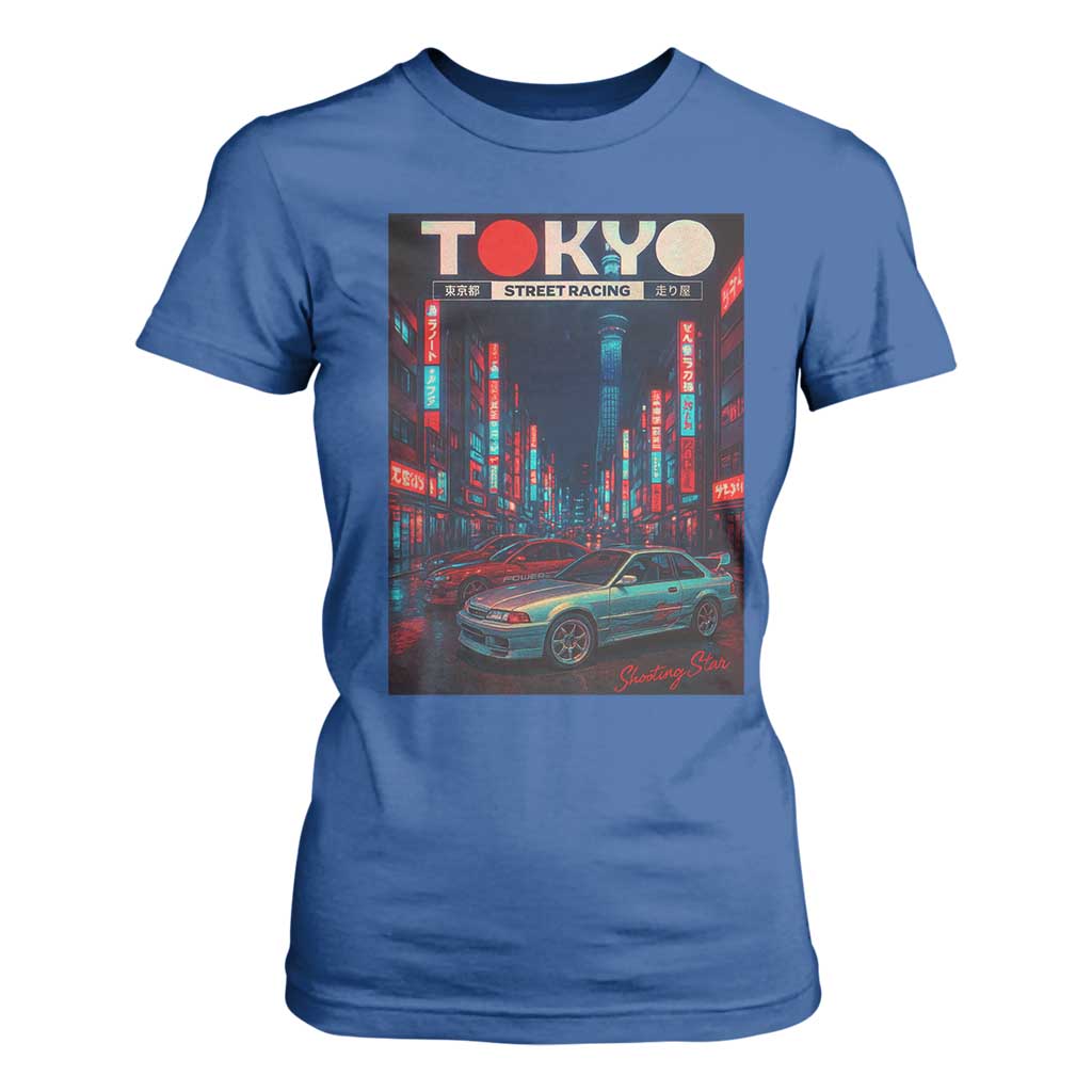 Distress JDM Tokyo Japan Drift Race Car T Shirt For Women Retro Vintage Japanese Graphic TS10 Royal Blue Print Your Wear
