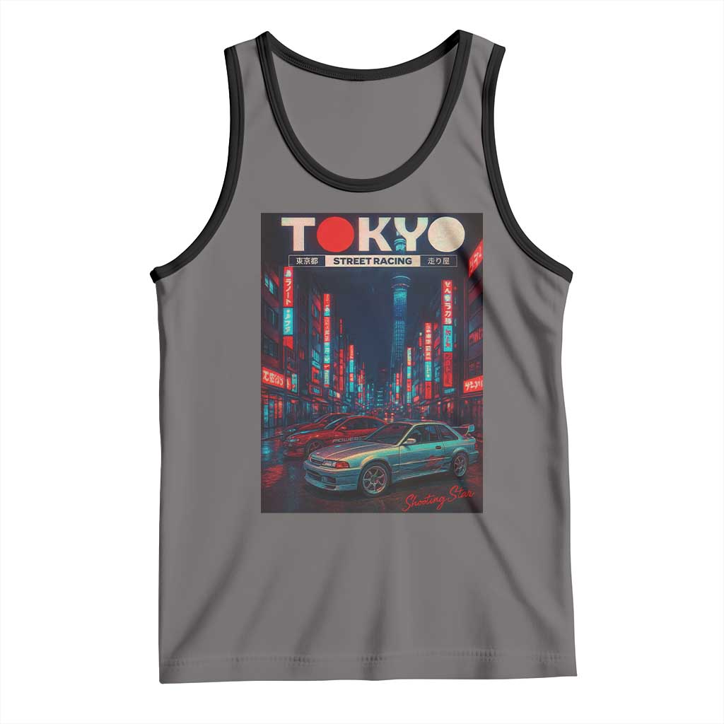 Distress JDM Tokyo Japan Drift Race Car Tank Top Retro Vintage Japanese Graphic TS10 Deep Heather Black Print Your Wear