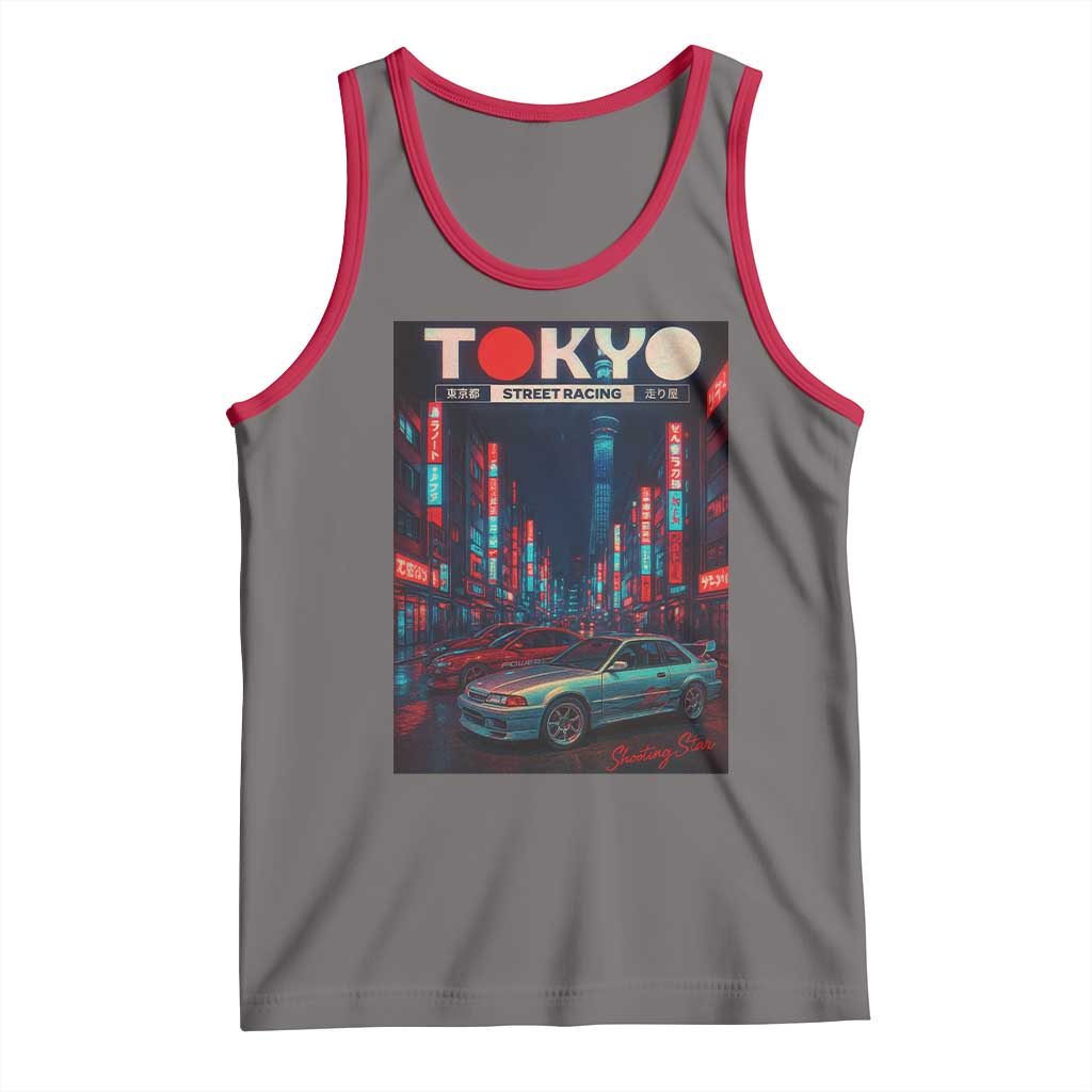 Distress JDM Tokyo Japan Drift Race Car Tank Top Retro Vintage Japanese Graphic TS10 Deep Heather Red Print Your Wear