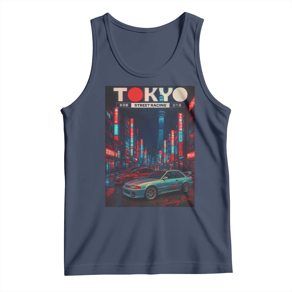Distress JDM Tokyo Japan Drift Race Car Tank Top Retro Vintage Japanese Graphic TS10 Navy Print Your Wear