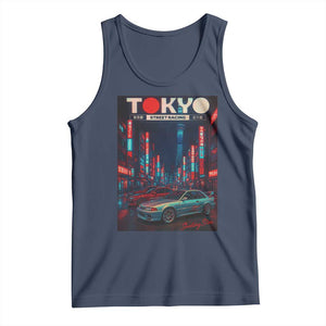 Distress JDM Tokyo Japan Drift Race Car Tank Top Retro Vintage Japanese Graphic TS10 Navy Print Your Wear