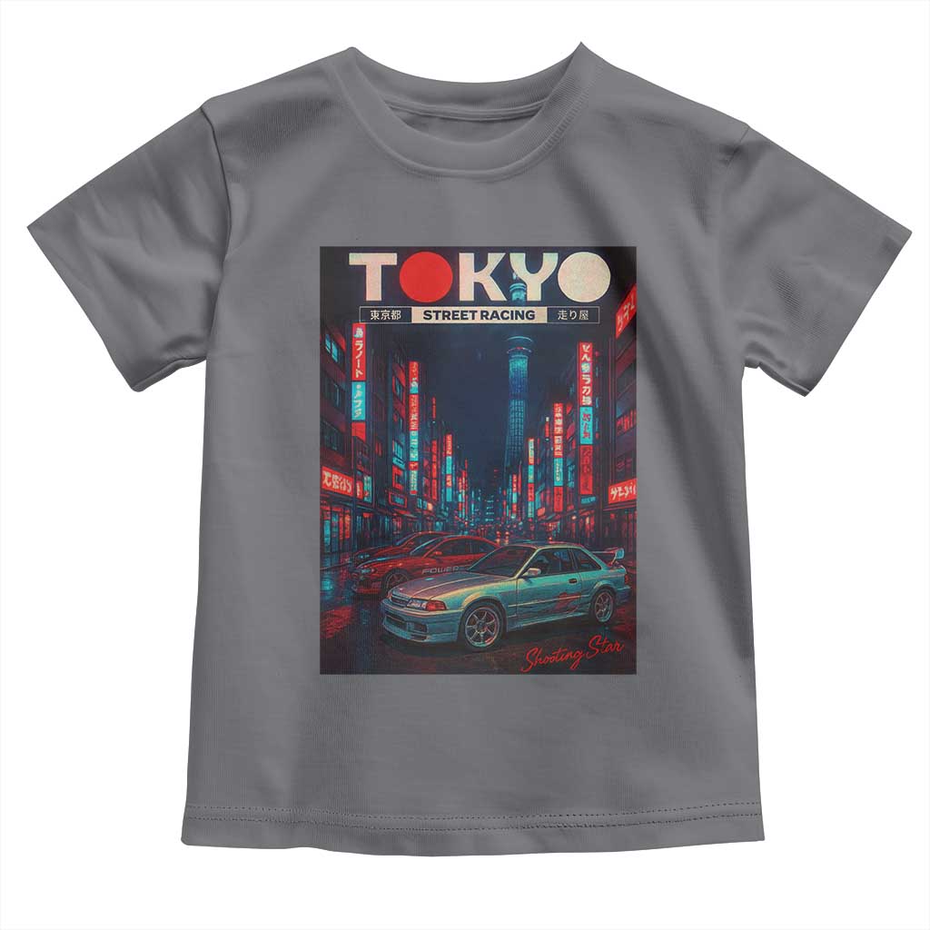 Distress JDM Tokyo Japan Drift Race Car Toddler T Shirt Retro Vintage Japanese Graphic TS10 Charcoal Print Your Wear