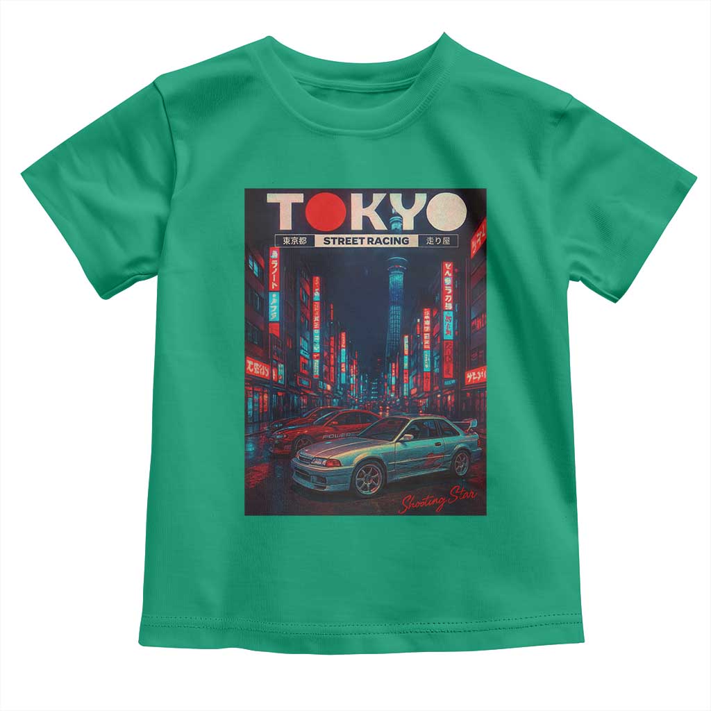 Distress JDM Tokyo Japan Drift Race Car Toddler T Shirt Retro Vintage Japanese Graphic TS10 Irish Green Print Your Wear
