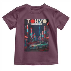 Distress JDM Tokyo Japan Drift Race Car Toddler T Shirt Retro Vintage Japanese Graphic TS10 Maroon Print Your Wear