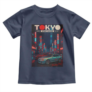 Distress JDM Tokyo Japan Drift Race Car Toddler T Shirt Retro Vintage Japanese Graphic TS10 Navy Print Your Wear