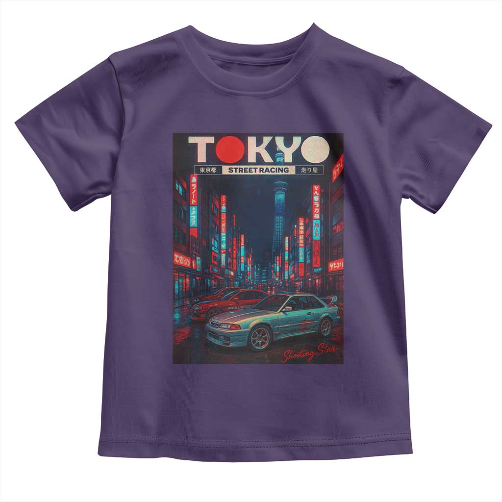 Distress JDM Tokyo Japan Drift Race Car Toddler T Shirt Retro Vintage Japanese Graphic TS10 Purple Print Your Wear