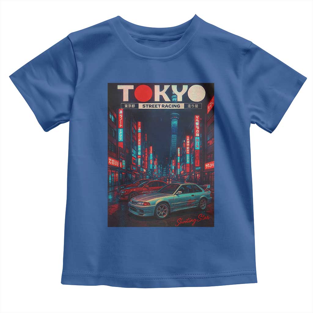 Distress JDM Tokyo Japan Drift Race Car Toddler T Shirt Retro Vintage Japanese Graphic TS10 Royal Blue Print Your Wear