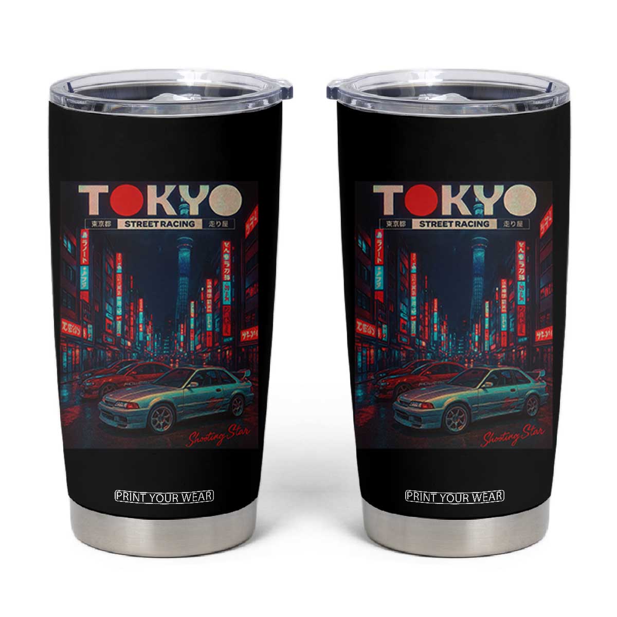 Distress JDM Tokyo Japan Drift Race Car Tumbler Cup Retro Vintage Japanese Graphic TS10 Black Print Your Wear