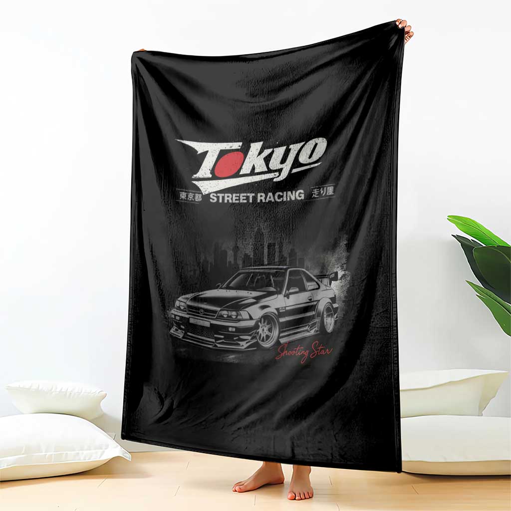 Retro JDM Drift Car Throw Blanket Japanese Tokyo Japan Drifting Race Car TS10 Print Your Wear
