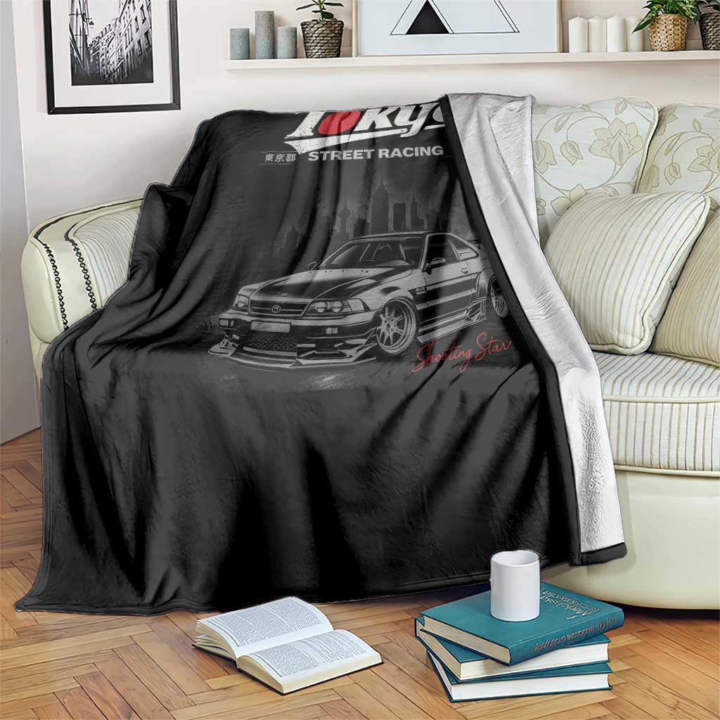 Retro JDM Drift Car Throw Blanket Japanese Tokyo Japan Drifting Race Car TS10 Print Your Wear