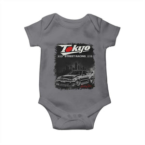 Retro JDM Drift Car Baby Onesie Japanese Tokyo Japan Drifting Race Car TS10 Charcoal Print Your Wear